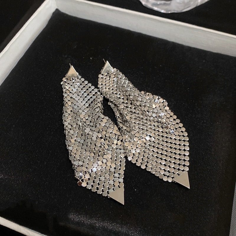 Onlineorderly™ Silver Needle Triangle Sequins Irregular Earrings