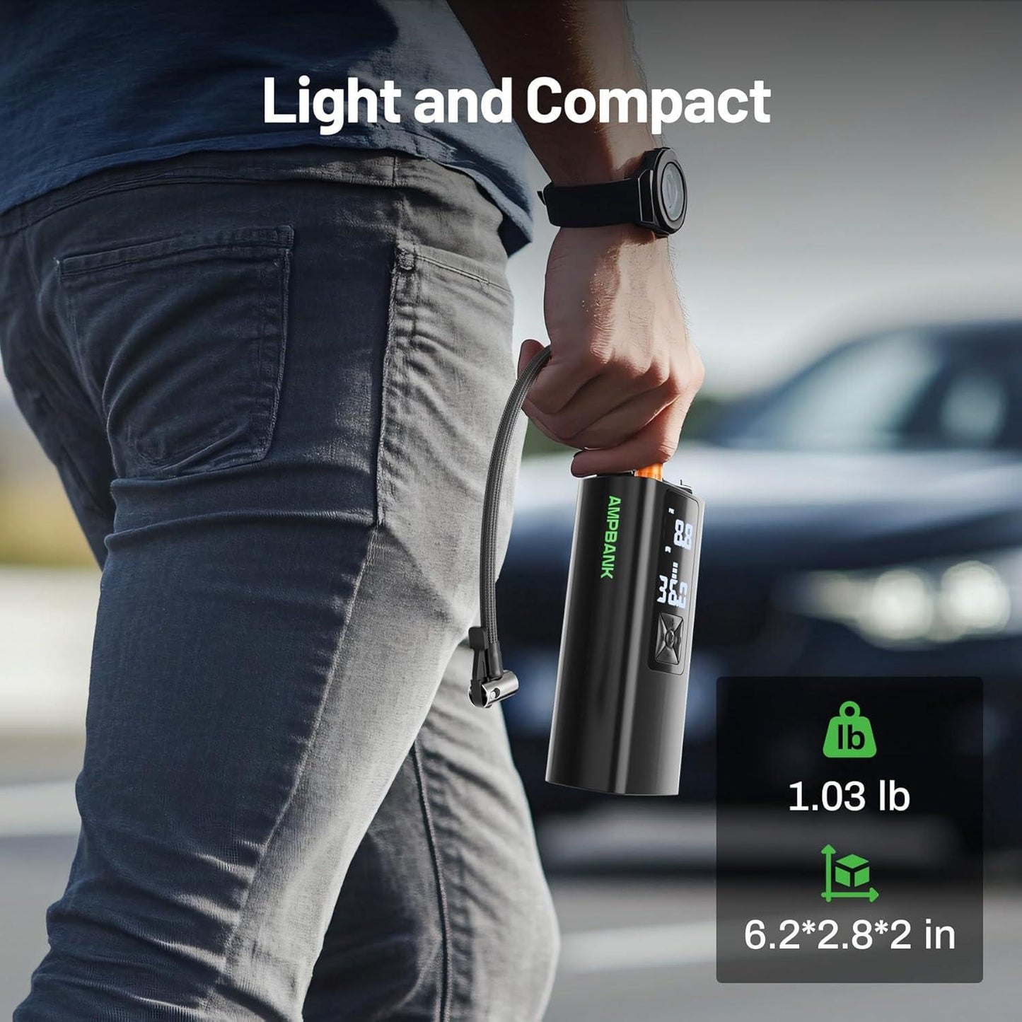 Portable Car Air Pump with LED Screen & Pressure Gauge