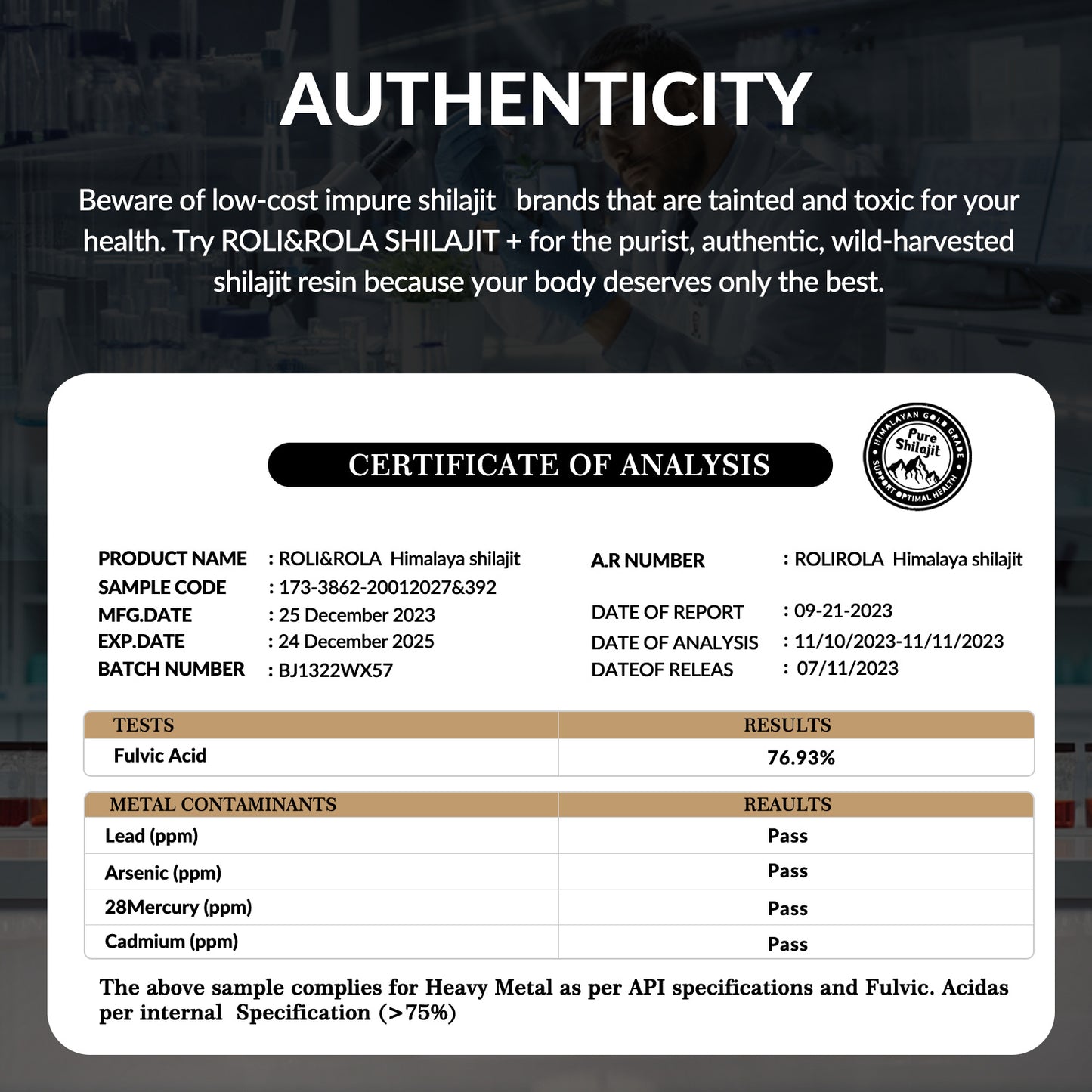 Onlineorderly™ ROLI&ROLA Shilajit Resin 50g