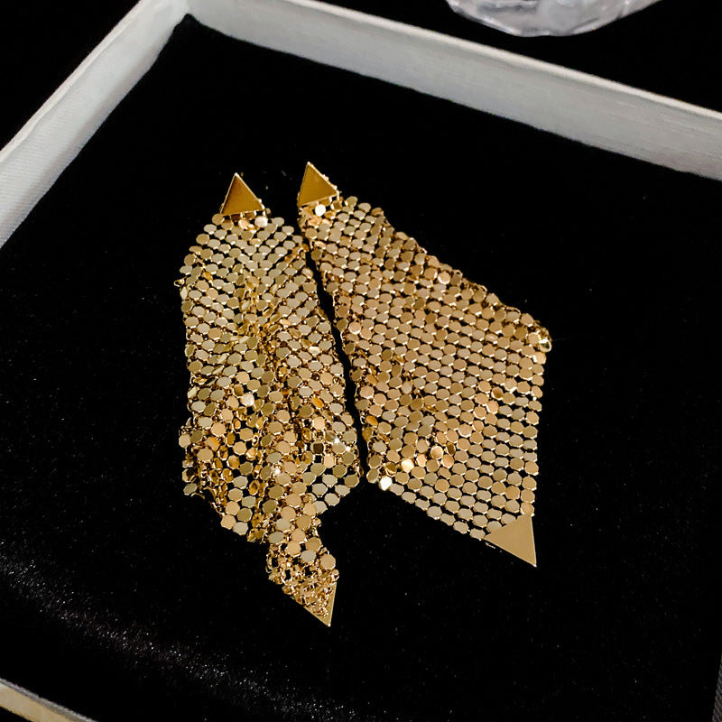 Onlineorderly™ Silver Needle Triangle Sequins Irregular Earrings