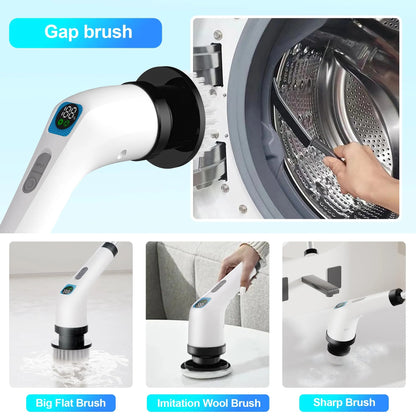 Onlineorderly™ 7-in-1 Electric Spin Scrubber with LED Display & Long Handle