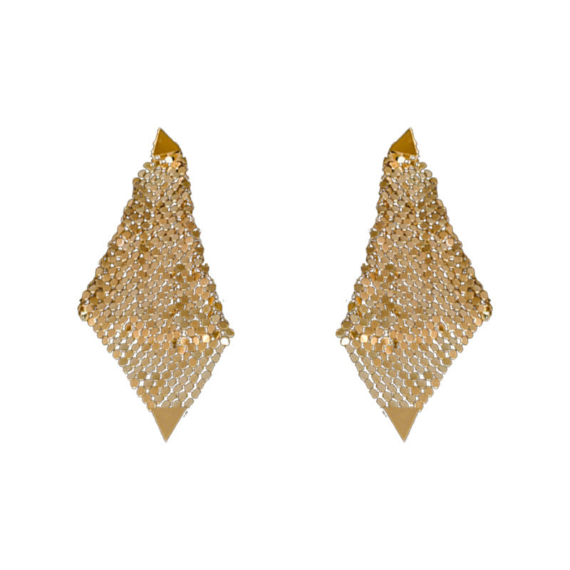 Onlineorderly™ Silver Needle Triangle Sequins Irregular Earrings