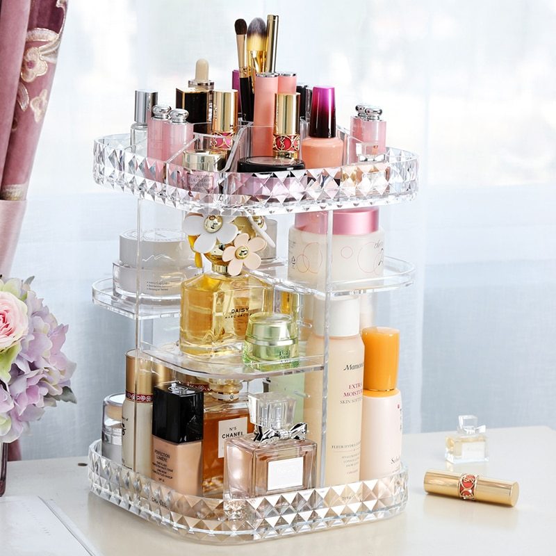 Onlineorderly™ Transparent rotating cosmetic case