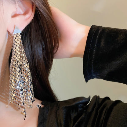 Onlineorderly™ Silver Needle Triangle Sequins Irregular Earrings