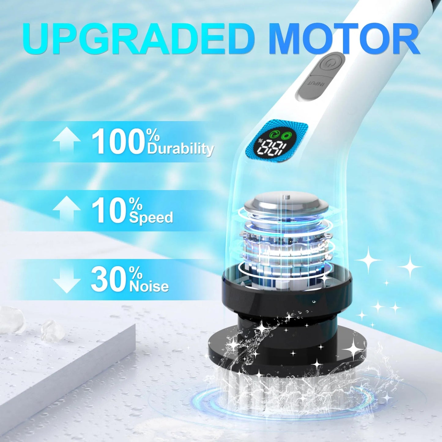 Onlineorderly™ 7-in-1 Electric Spin Scrubber with LED Display & Long Handle