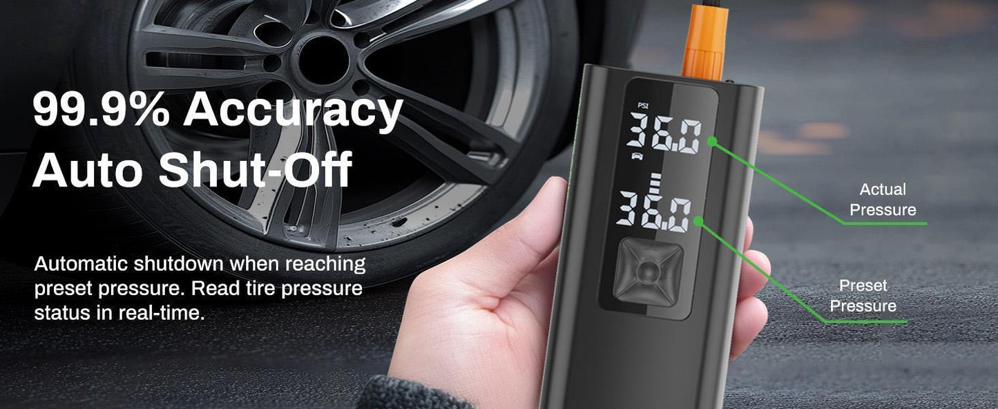 Portable Car Air Pump with LED Screen & Pressure Gauge