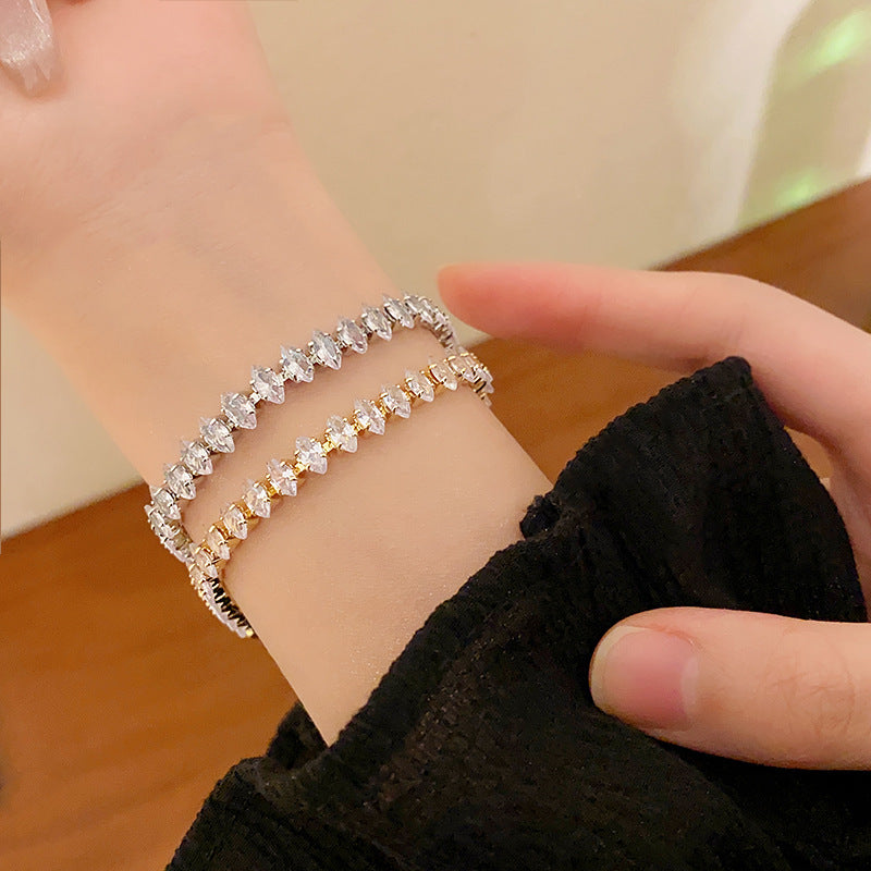 Elegant Rhinestone Zircon Water Drop Bracelet – Simple & Light Luxury Jewelry