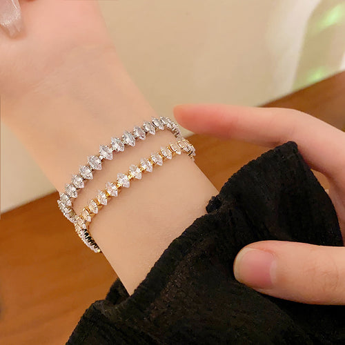 Elegant Rhinestone Zircon Water Drop Bracelet – Simple & Light Luxury Jewelry