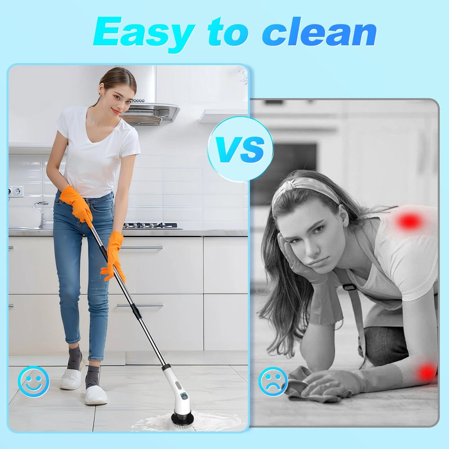 Onlineorderly™ 7-in-1 Electric Spin Scrubber with LED Display & Long Handle